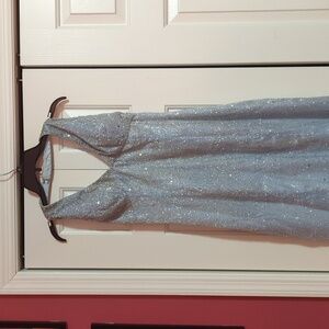 Blue Silver Sparkly Prom Evening Dress